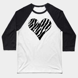 Zebra print heart Baseball T-Shirt